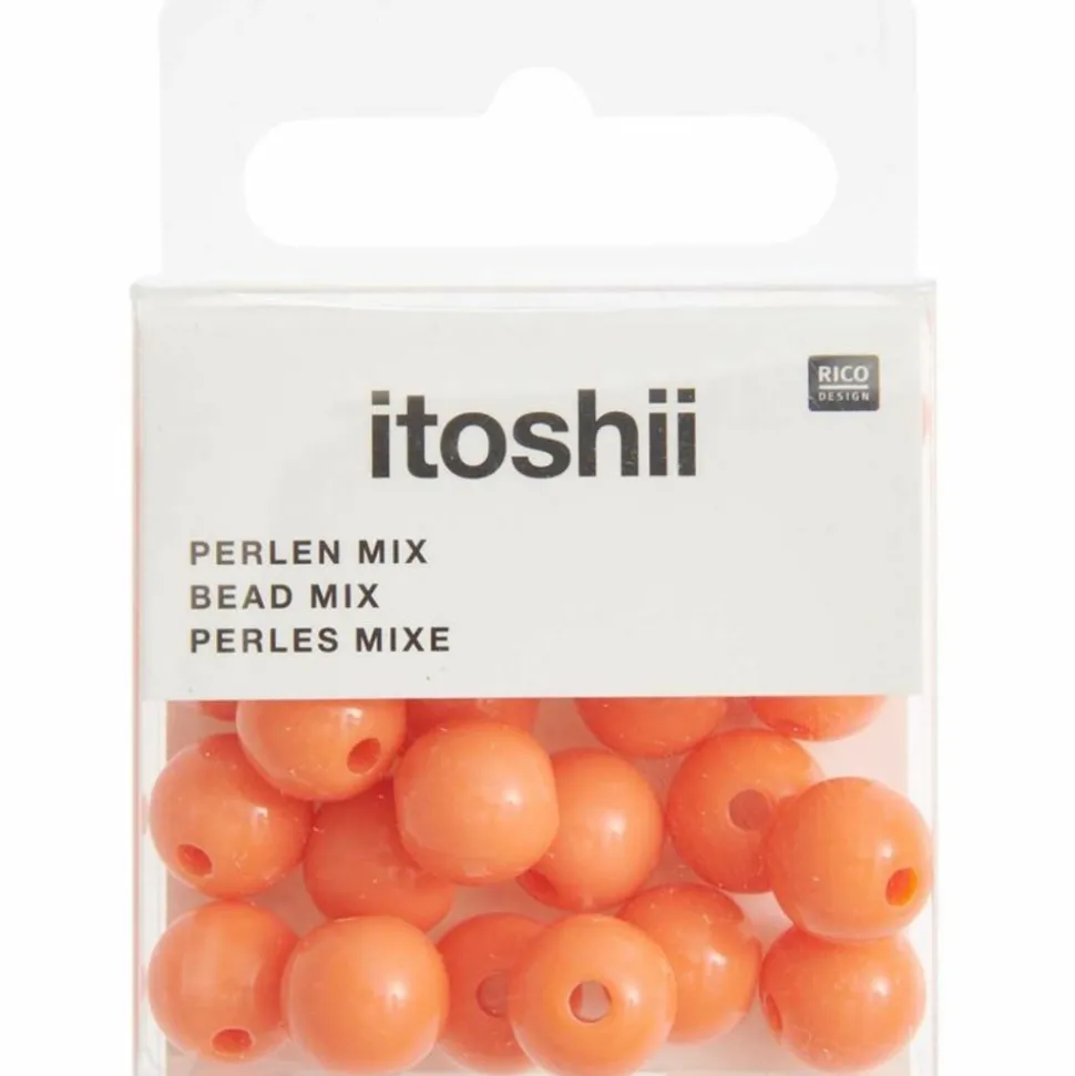 RICO DESIGN - 24 perles rondes 10 mm - orange