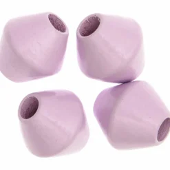 RICO DESIGN - 4 perles toupies pour macramé - bois lilas - 30 mm