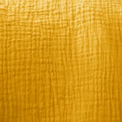 Set de 2 rideaux en gaze de coton or. Tissu gaufré. 2x 135x240cm avec œillets