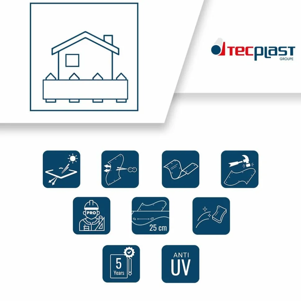 TECPLAST - Bâche brise vue micro-perforée tecplast mp460bv 4x5m - verte - garantie 5 ans