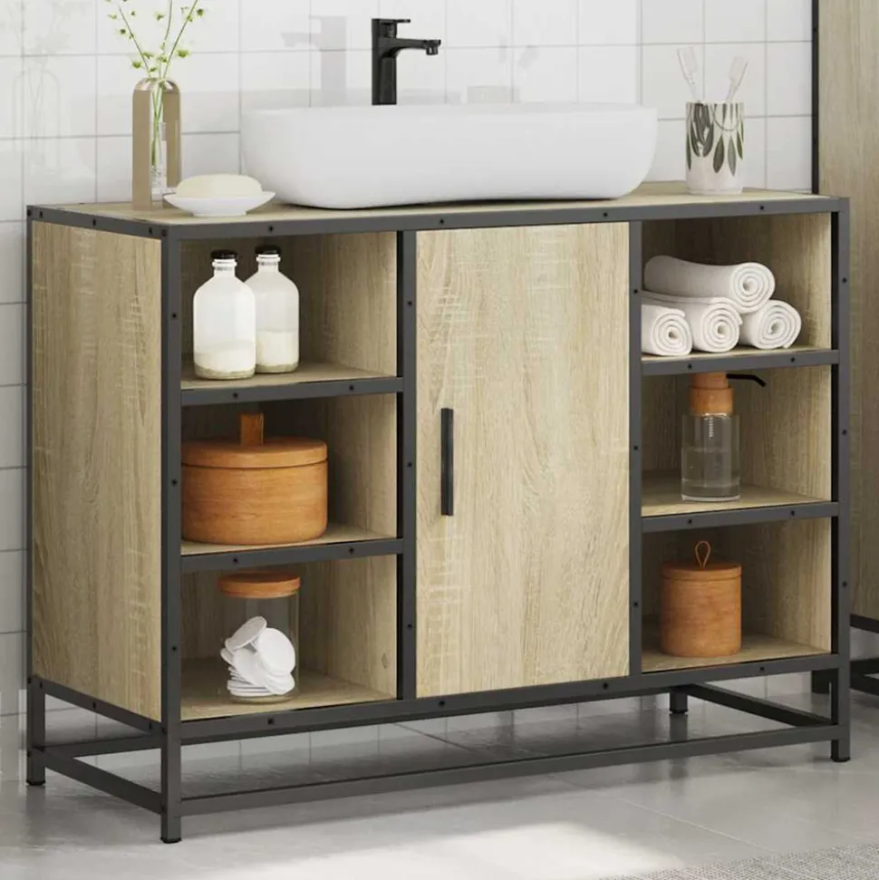 VIDAXL - Armoire lavabo de salle de bain chêne sonoma bois d'ingénierie