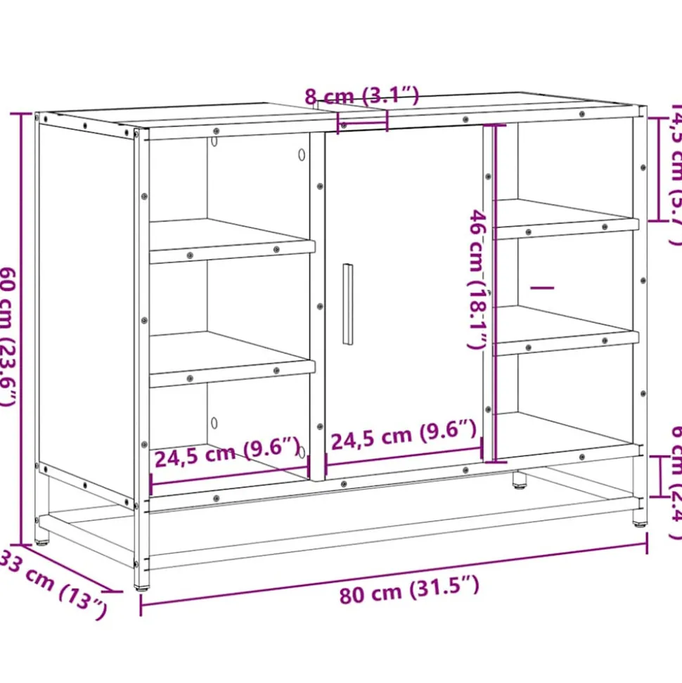 VIDAXL - Armoire lavabo de salle de bain chêne sonoma bois d'ingénierie