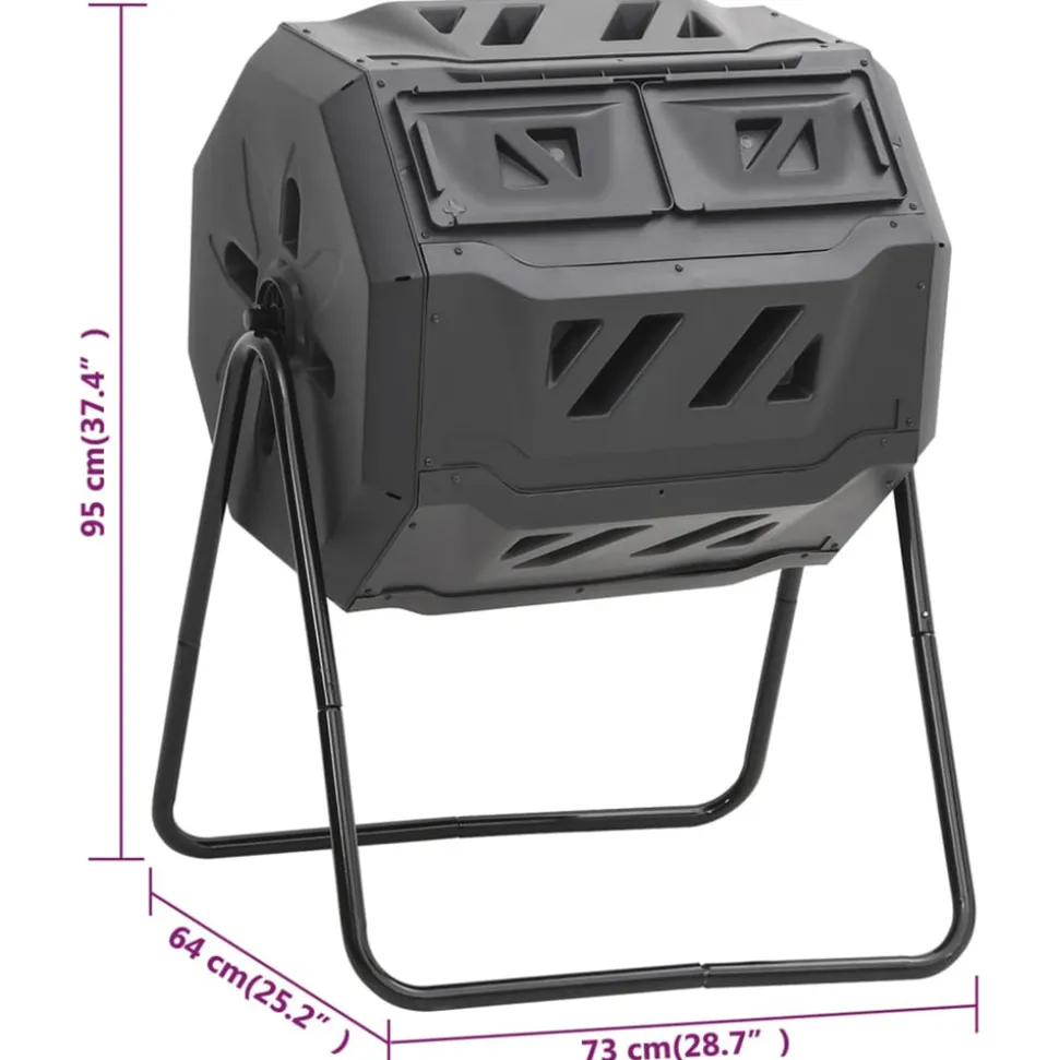 VIDAXL - Bac à compost de jardin noir 73x64x95 cm 160 l