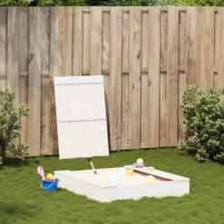 VIDAXL - Bac à sable avec couvercle blanc bois massif de pin