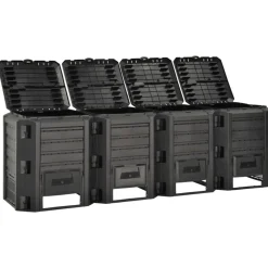 VIDAXL - Composteur de jardin noir 1600 l