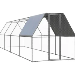 VIDAXL - Poulailler d extérieur 2x8x2 m acier galvanisé