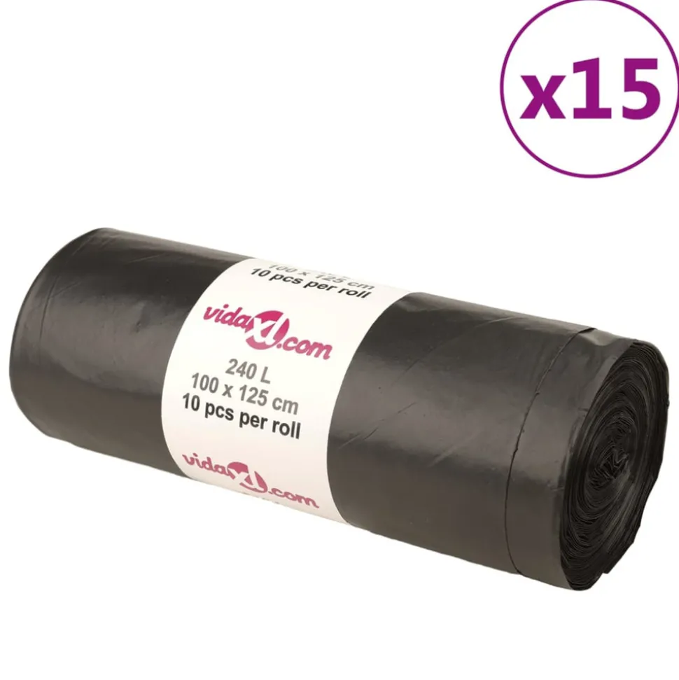 VIDAXL - Sacs poubelles 150 pcs noir 240 l