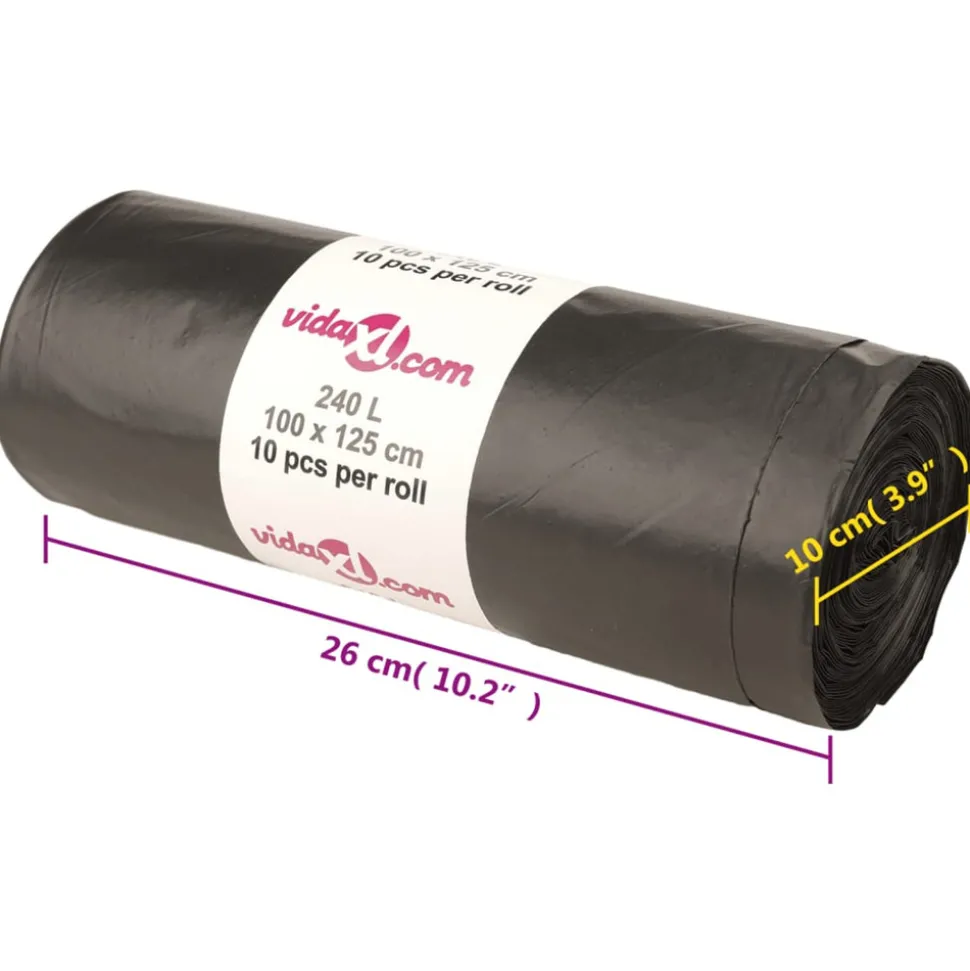 VIDAXL - Sacs poubelles 150 pcs noir 240 l