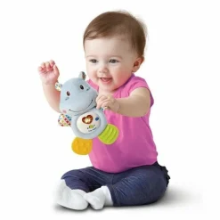 VTECH BABY - Hochet croc'hippo - peluche texturée bleue