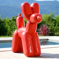 WANDA COLLECTION - Statue chien ballon rouge 100 cm