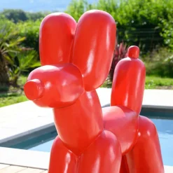 WANDA COLLECTION - Statue chien ballon rouge 100 cm