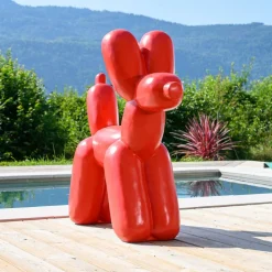 WANDA COLLECTION - Statue chien ballon rouge 100 cm