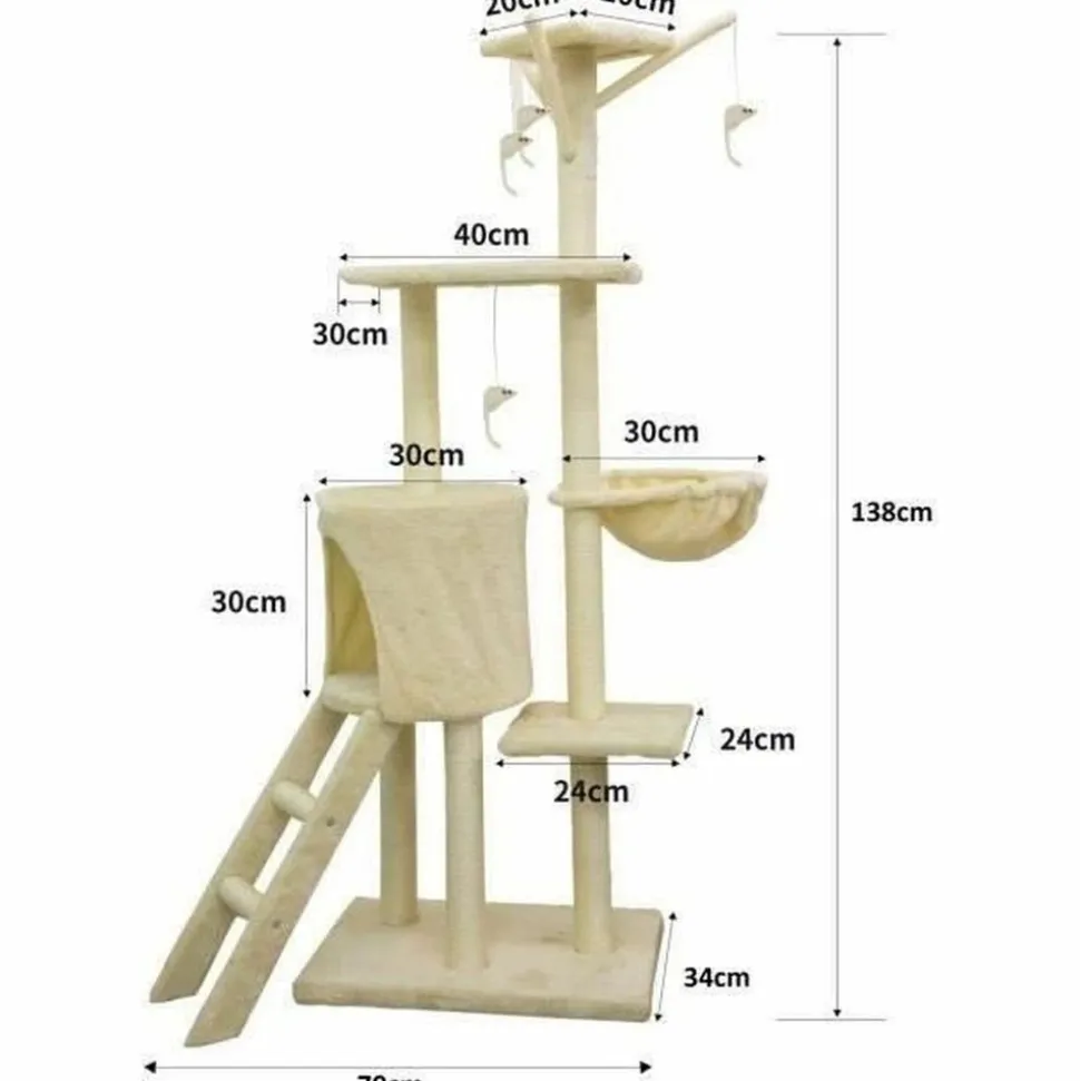 YOUDOIT - Arbre à chat beige 79 x 34 x 138 cm
