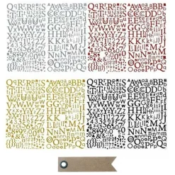 YOUDOIT - Kit stickers alphabets à paillettes + 20 étiquettes kraft fanion