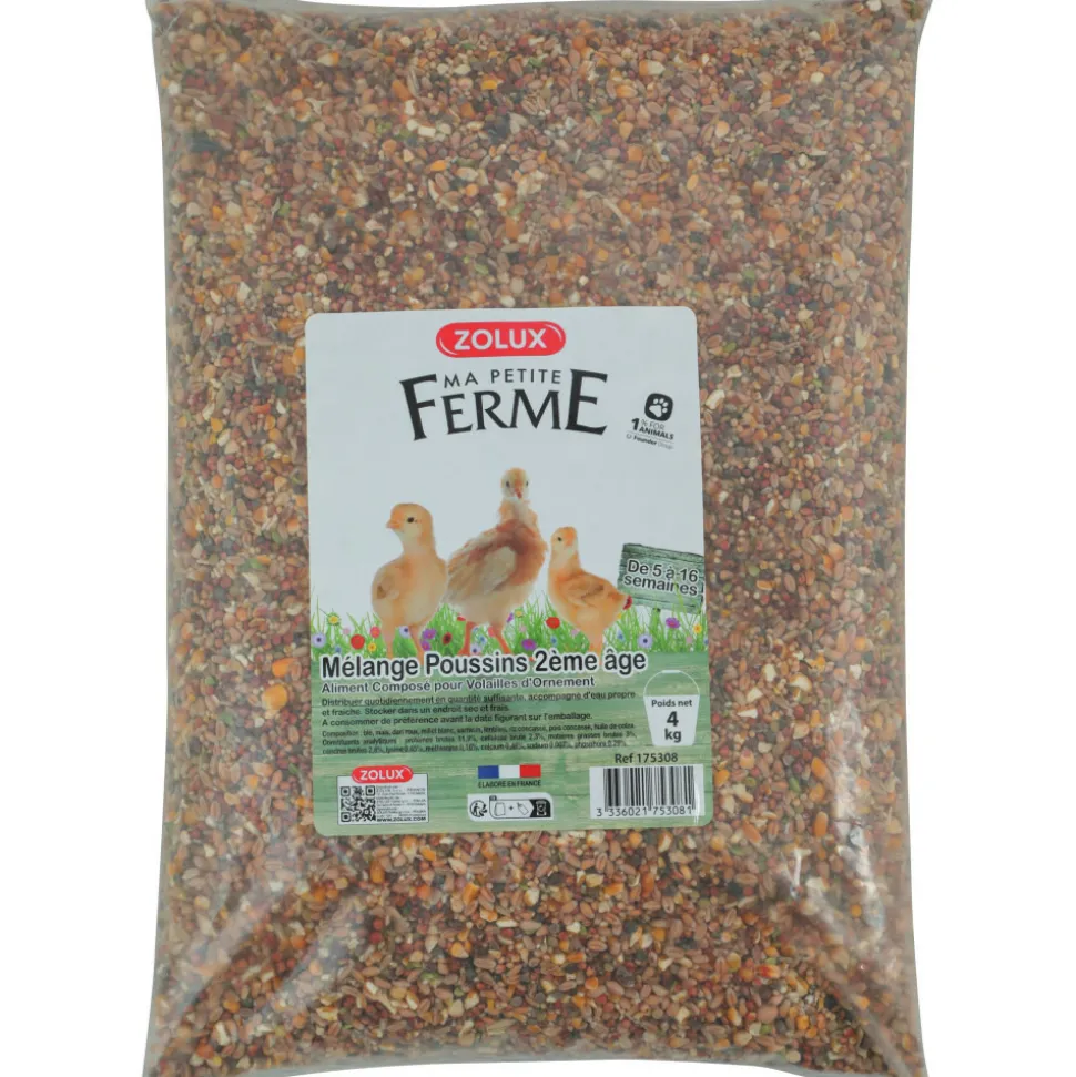 ZOLUX - Aliments composé, mélange poussin 2eme âge 4 kg basse cour.