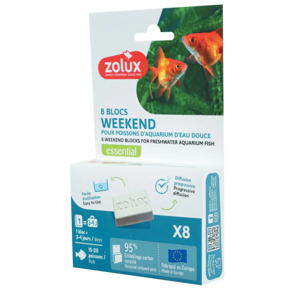 ZOLUX - Bloc vacances de nourriture pour poissons d'aquarium d'eau douce 8 blocs permett